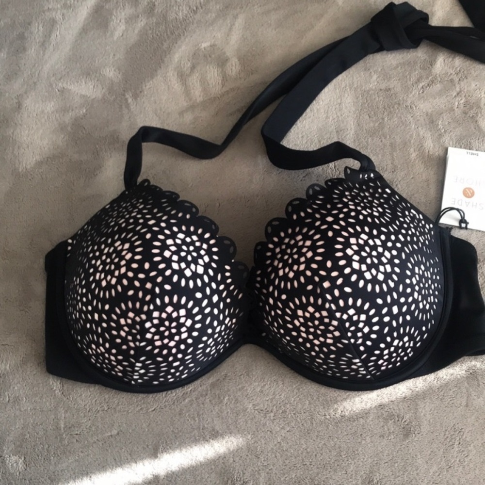 Pink & black bikini top